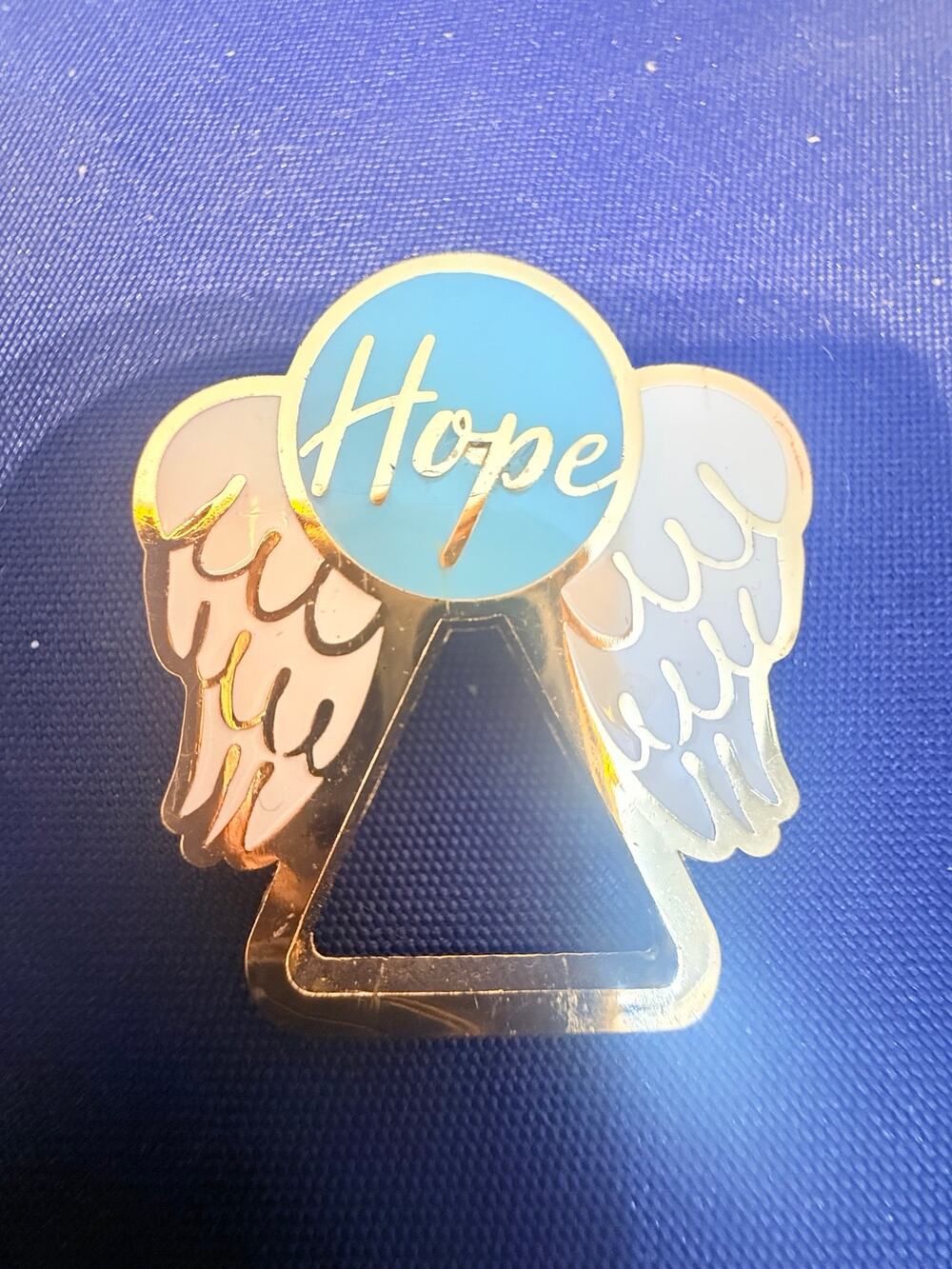 Unsigned Gold Tone HOPE Angel Wings Enamel Pin
